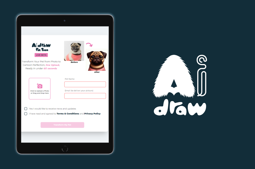 AIDRAW Logo with Tablet Version of the site