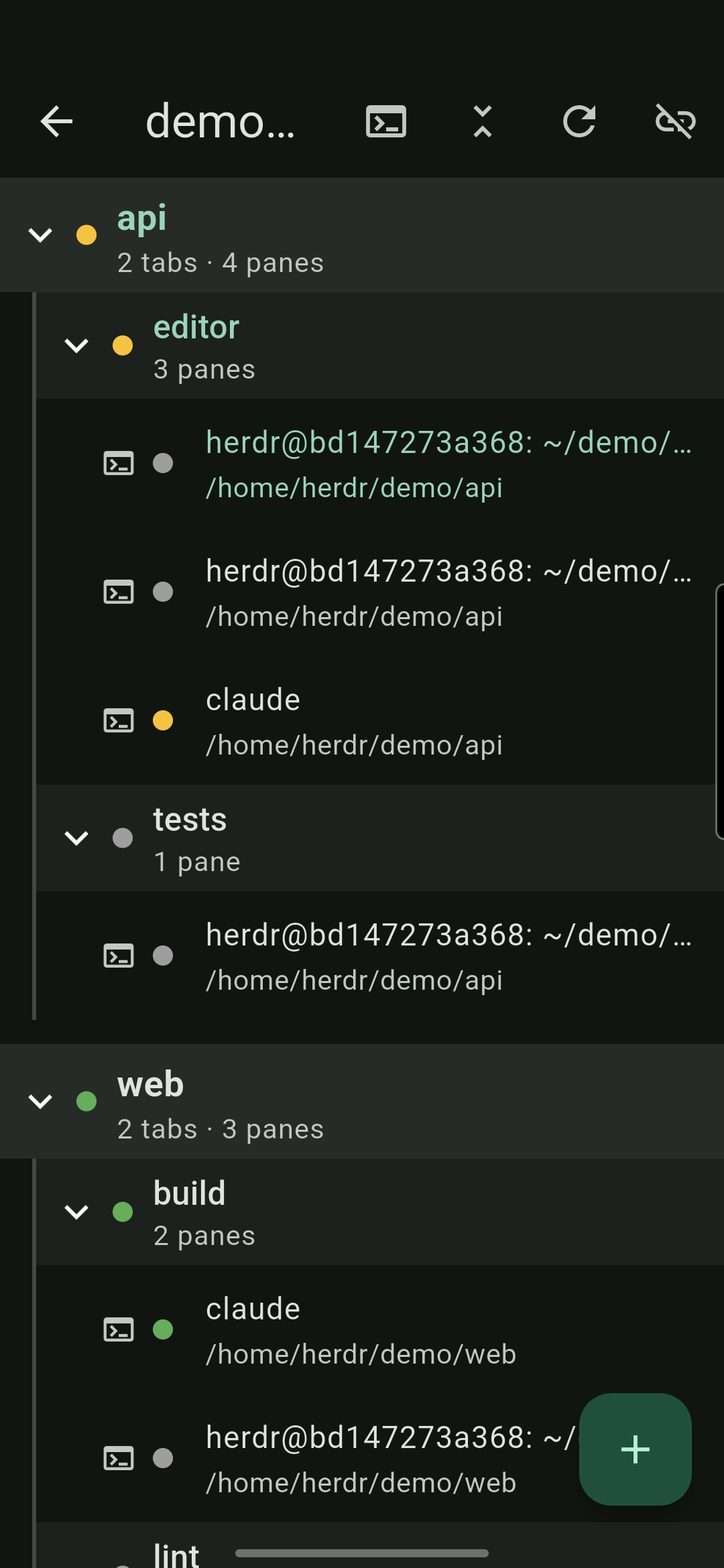 Shepherdr workspace tree on Android